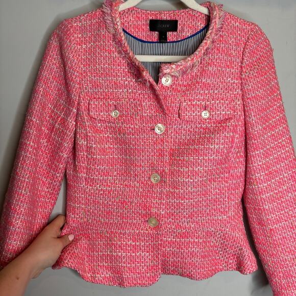 NWT J. Crew Peplum Lady Jacket in Neon Fuchsia Tweed - Picture 6 of 10